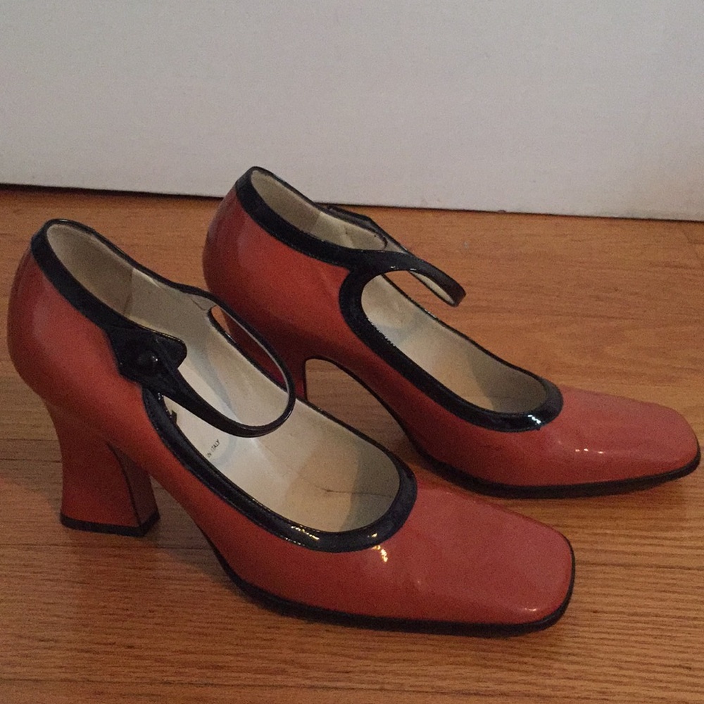 Prada Patent MaryJane Heels Pink/Black 37 1/2